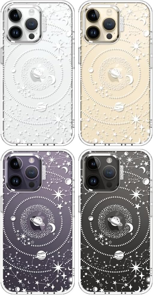 MOSNOVO Case for iPhone 14 Pro Max, [Buffertech 6.6ft Military-Grade Drop Protection] [Anti Peel Off Tech] Clear TPU Bumper Phone Case Cover Design - Galaxy
