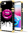 Compatible with iPhone 8 7 SE Case, Black White Red Slap Sexy Luxury Golden Decoration for Girl Women Soft TPU Shockproof Protective Hard PC Back for iPhone 8 7 SE