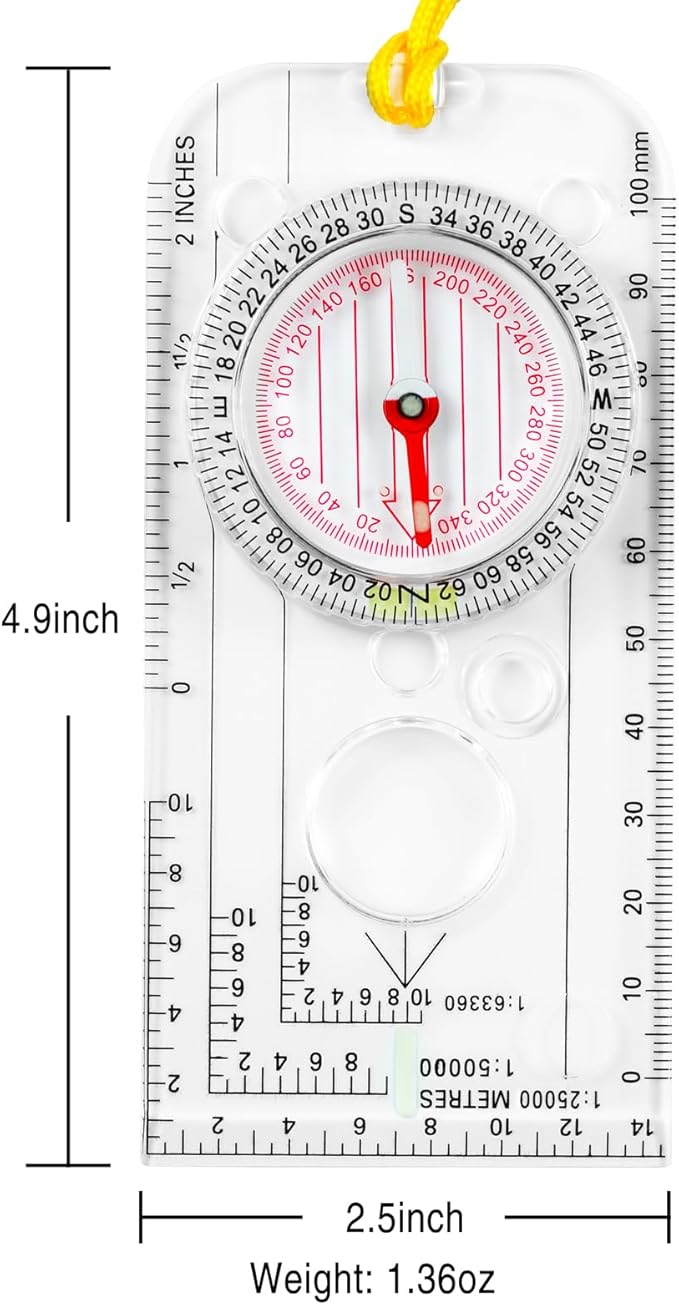 Eyeskey Multifunctional Military Sighting Navigation Compass with Inclinometer | Impact Resistant & Waterproof Compass for Hiking, Camping