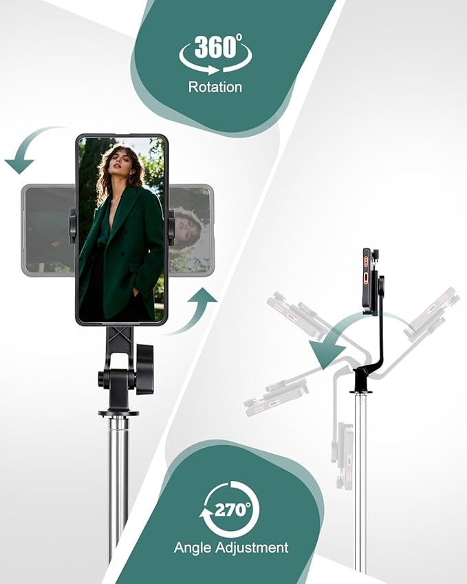 71" Phone Tripod Selfie Stick with Light, Cell Phone Tripod Stand with Wireless Remote Compatible with iPhone and Android Phone