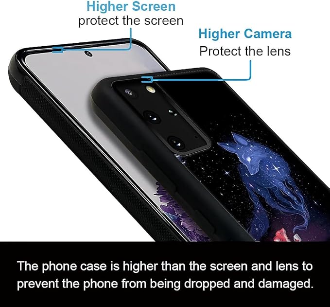 for Samsung Galaxy S20 Plus Case, Galaxy Fox Wolf Pattern Graphic Design Girl Boy Soft Silicone Hard Acrylic Shock Protection for Samsung Galaxy S20 Plus
