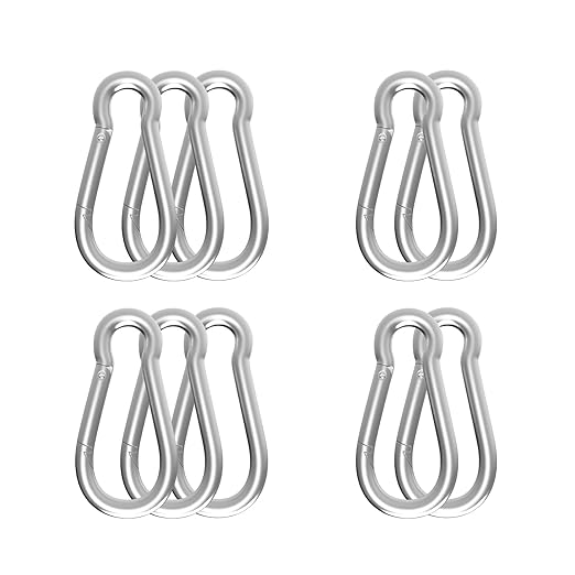 Carabiner, Heavy Duty Galvanized Steel Spring Snap Hook Carabiner Clips with 220LBS Holding Capacity, Ideal for Outdoor, Hammock, Swing and Travel (M5 2Inch, 10PCS)