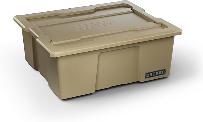 DECKED Payloader 32 L (1-Pack) - 75 lb Bin / 200 lb Lid Load Rated, Heavy-Duty Stackable Storage Bins, Fits Drawer System & Tool Box - Black