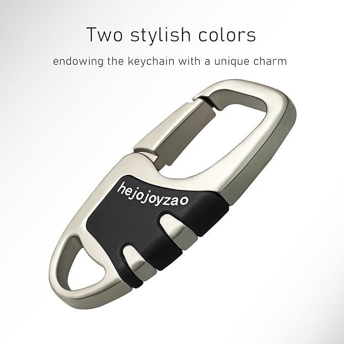 Keychain with Carabiner Clip, 4 Heavy Duty Key Rings and D Ring for Men's Car Key Fob Holder Fits Belt Loops