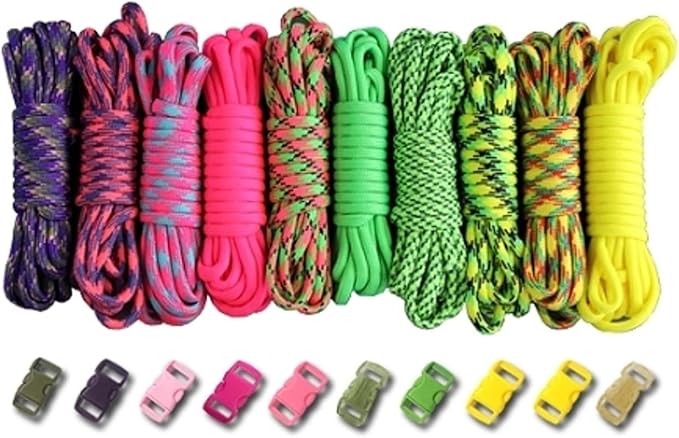 Paracord Planet 550lb Type III Paracord Combo Crafting Kits with Buckles