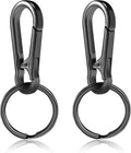 2pcs Metal Keychain Rings, Sturdy Key Chain Ring Carabiner Clip, Key Holder Organizer for Purse Charms Hook, Paracord Keychain Lanyard, Men and Women Home Car Keyrings (Black)