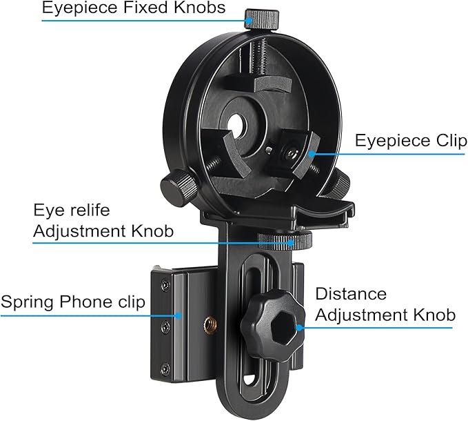 CELTICBIRD - Upgrade Smartphone Scope Adapter Spotting Scope Phone Adapter - Precision Metal Telescope Phone Mount for Spotting Scopes, Binoculars, Monocular, Telescope, Microscope
