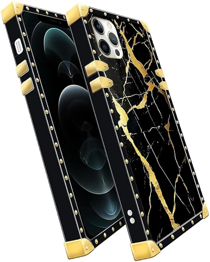 Compatible with iPhone 11 Pro Max Case, Black Gold Marble Nature Luxury Golden Decoration for Girl Women Soft TPU Shockproof Protective Hard PC Back for iPhone 11 Pro Max
