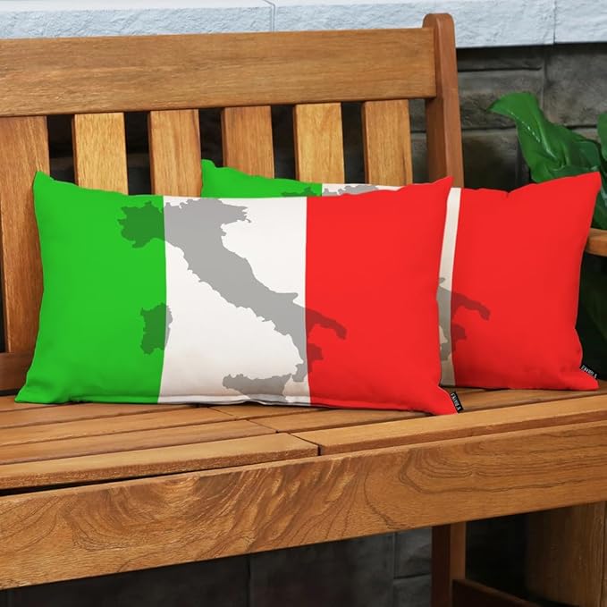 EKOBLA Decorative Cushion Cover Italian Flag Europe Country Red Green White Territory Travel Lumber Pillow Cases for Outdoor Square Couch Chair Cushion Cover Cotton Linen 12x20 Inches