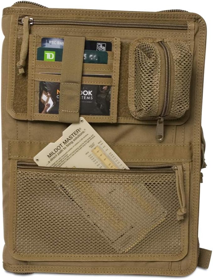 Tactical Notebook Covers Tactical Admin Notebook Cover System | Zippered Map Case | Fits US Standard Size Paper 8.5” x 11” & A4 Notebooks | Durable Field Organizer (Coyote Brown)