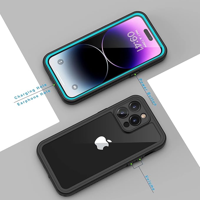 Lanhiem for iPhone 14 Pro Case, IP68 Waterproof Dustproof Shockproof 14 Pro Case with Built-in Screen Protector, Full Body Sealed Protective Front and Back Cover for iPhone 14 Pro, 6.1 inch (Blue)