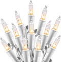 Minetom Clear Christmas Lights Set 100 Count 20 Feet Incandescent Bulb Mini String Lights for Indoor Christmas Tree Garland Birthday Wedding Party Festival Decoration, White Wire