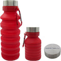 Gadgetime USA Collapsible Water Bottle (Red) Reusable, BPA Free, Silicone, Foldable Portable & Leak Proof - Water Bottles for Travel Gym Camping Hiking - Sports Water Bottle with Carabiner