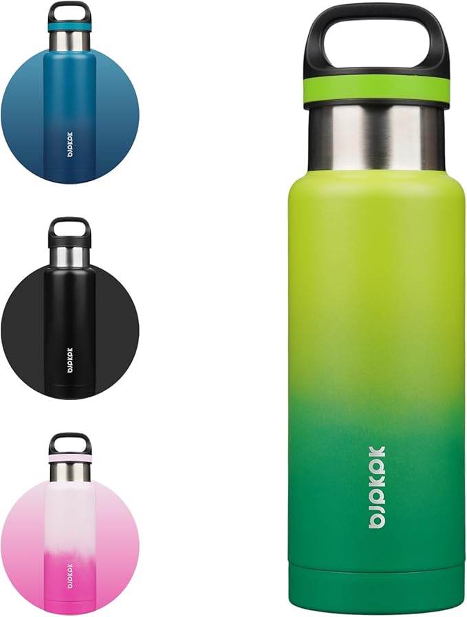 BJPKPK Insulated Water Bottle 18OZ Stainless Steel Water Bottle with Handle Double Walls Vacuum Insulated BPA Free Flask, Bamboo Grove