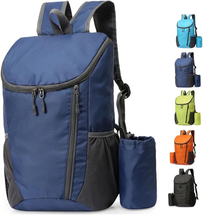 Portable Foldable Backpack Folding Mountaineering Bag, Ultralight Outdoor Cycling Rucksack, Travel Hiking Knapsack (Dark Blue)