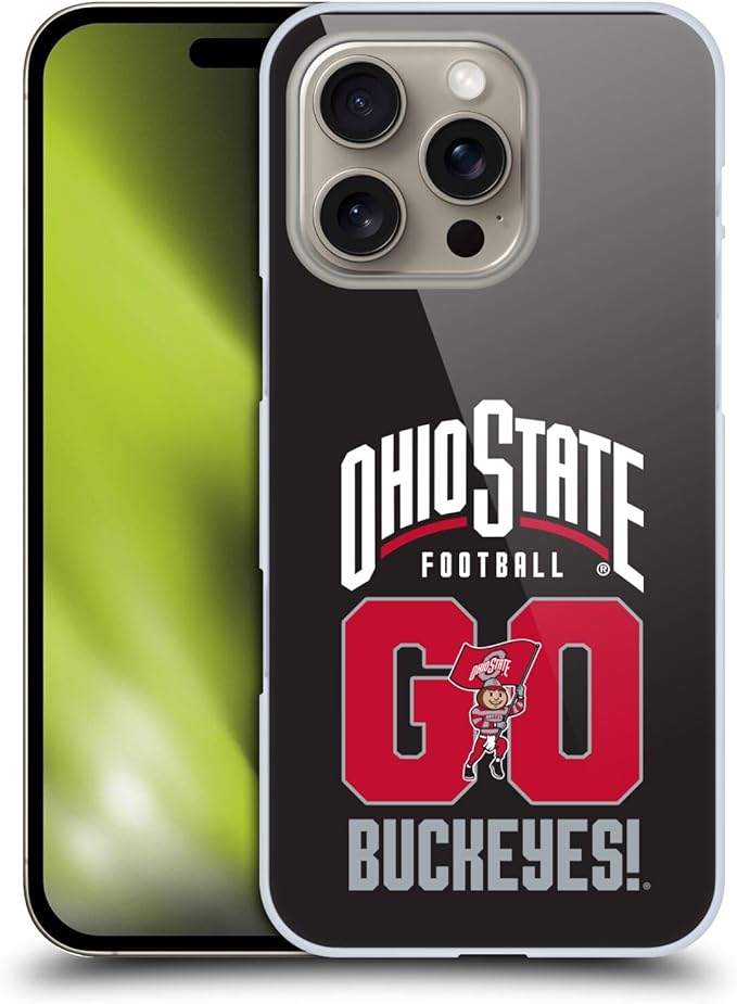 Head Case Designs Officially Licensed Ohio State University Go Buckeyes Football Graphics Hard Back Case Compatible with Apple iPhone 16 Pro