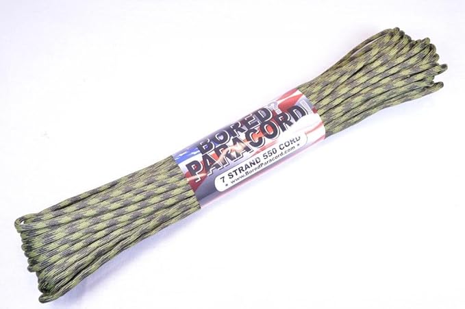 BORED? PARACORD! 550 lb Paracord – Ideal for Crafting, DIY Projects, Camping, Military & Active Outdoors – 300+ Colors – Tactical Parachute Cord Type III – Strong - Olive Drab and Moss 50 Feet