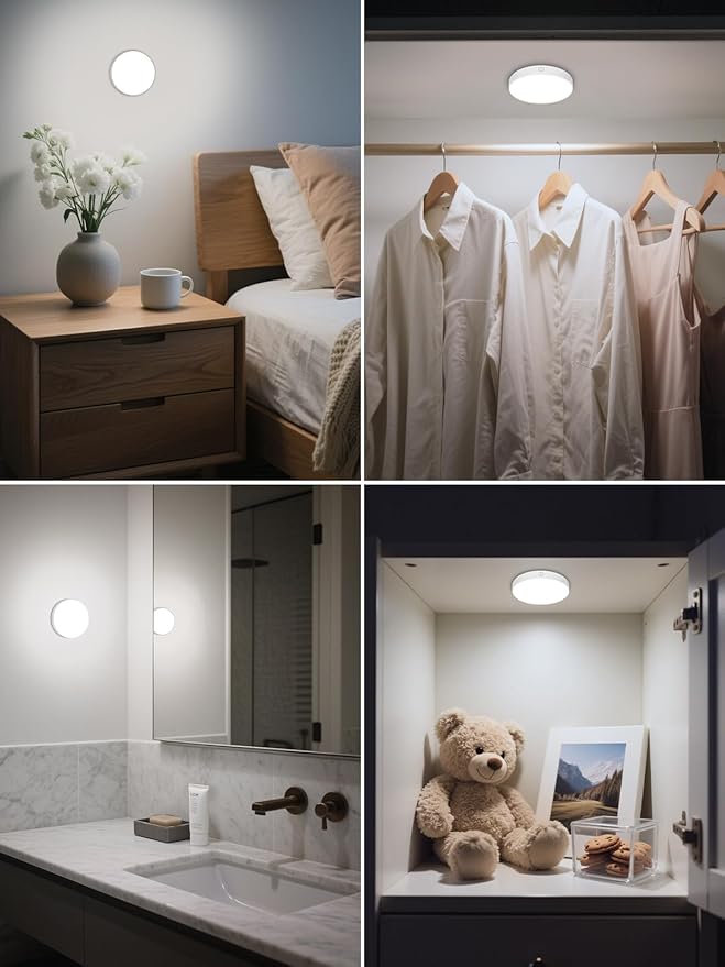 WILLED Dimmable Touch Light Buit-in 1000mAh Large Battery Rechargeable LED Tap Lights | Magnet Stick on Closet Portable Puck Night for Cabinet, Wardrobe, Counter, Kitchen, Bedroom(2 Pack)