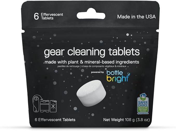 Gear Cleaning Tablets by Bottle Bright (6 or 20 Count) - EPA Safer Choice Certified - Hydration Reservoir, Large Container & Water Storage System Cleaner