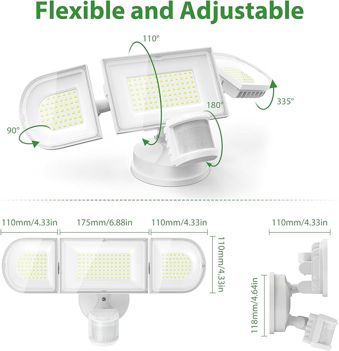 iMaihom 180W 18000LM Motion Sensor Outdoor Light with Remote, Dusk to Dawn LED Security Flood Light, 6500K Hardwired Wall Light, 3 Modes, 3 Brightness Levels, IP65 for Garage Yard White