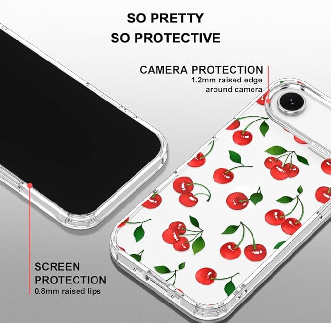 MOSNOVO for iPhone Air Case | Military Grade 6.6ft Drop Tested | Camera Control | Clear with Cute Cherry Design