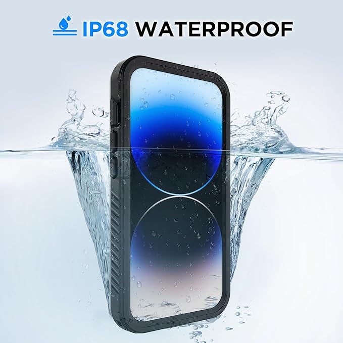 Lanenas for iPhone 14 Pro Case, 14 Pro Waterproof Case with Built-in Screen Protector, Full Body Heavy Duty Phone Case Dustproof Shockproof Case Cover for iPhone 14 Pro 6.1inch Black