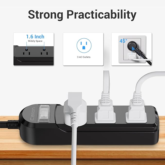 IPX6 Outdoor Power Strip Weatherproof,10 FT SJT 16AWG Extension Cord 3 Wide Outlets 1875W Overload Protection, Waterproof Surge Protector for Office,Dorm Room,Patio,Christmas Lights