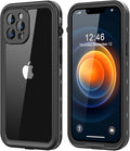 Protebox for iPhone 12 Pro Max Waterproof Case with Built-in Screen Protector, Shockproof Dustproof Full Body Protective IP68 Waterproof Phone Case for iPhone 12 Pro Max 6.7 inch (Black/Clear)