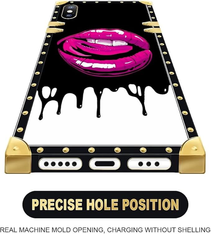 Compatible with iPhone XR Case, Black White Red Slap Sexy Luxury Golden Decoration for Girl Women Soft TPU Shockproof Protective Hard PC Back for iPhone XR