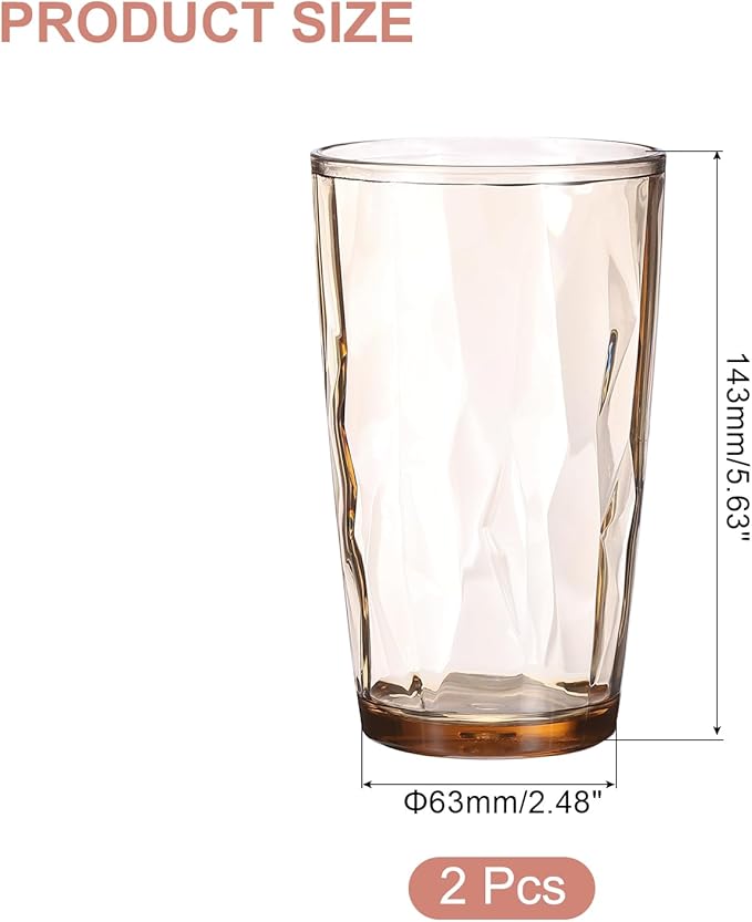 uxcell 17oz Acrylic Drinking Glasses, 2Pcs Plastic Reusable Tumblers Drinkware Unbreakable Water Glasses Cups Stackable & Dishwasher Safe for Home Outdoors Restaurant, Teal