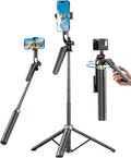 72" Phone Tripod, Tripod for iPhone with Wireless Remote Control, Portable Selfie Stick for iPhone, Live Streaming, Video Recording, Compatible with Cell Phones, Cameras