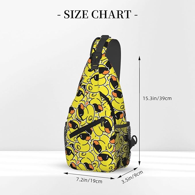 Cartoon Duck Sling Bag For Women Men Cute Yellow Duck Backpack Crossbody Shoulder Bag Sling Backpack Chest Bag Travel Hiking Casual Sport Daypack