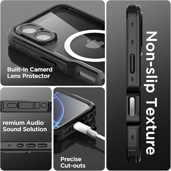 AICase Waterproof Case for iPhone 16(6.1") with MagSafe Snowproof,Dustproof and Shockproof,IP68 Certified Real 360 Full Body Protection Fully Sealed Underwater Cover for iphone16 2024