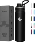 Sports Water Bottle 22oz, Insulated Water Bottle with Handle,Stainless Steel,Simple Modern,Suitable for Travel, School, Boy, Girl(Black)