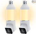 WYZE Bulb Cam Security Camera, 2K HD Outdoor Light Bulb Camera, Color Night Vision, Dimmable LED Bulb, Motion Detection, Siren Alarm, Works w/Alexa/Google Assistant (2 Pack)