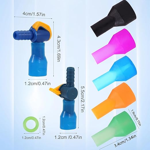 5pcs Bite Valve Replacement for Camelbak, Hydration Pack Mouthpiece with 1 Angled Tube Connector and O-Ring Replacement Parts for Camelbak Backpack Water Reservoir