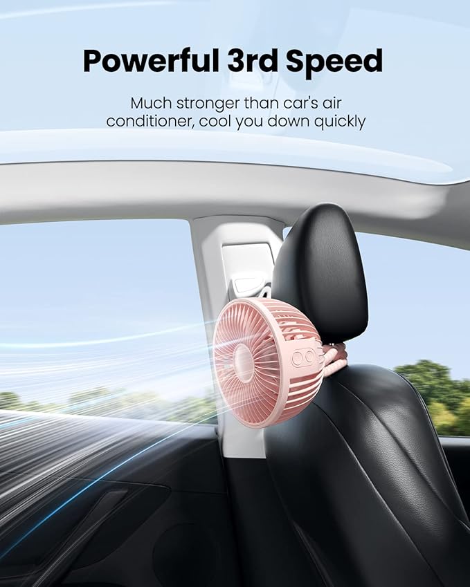 Gaiatop Baby Stroller Fan, 4000mAh Oscillating Mini Portable Fan with Light, 4 Speeds Battery Operated Small Handheld Desk Fan, 360° Rotate Flexible Tripod Clip On Fan for Car Seat Crib Travel Pink