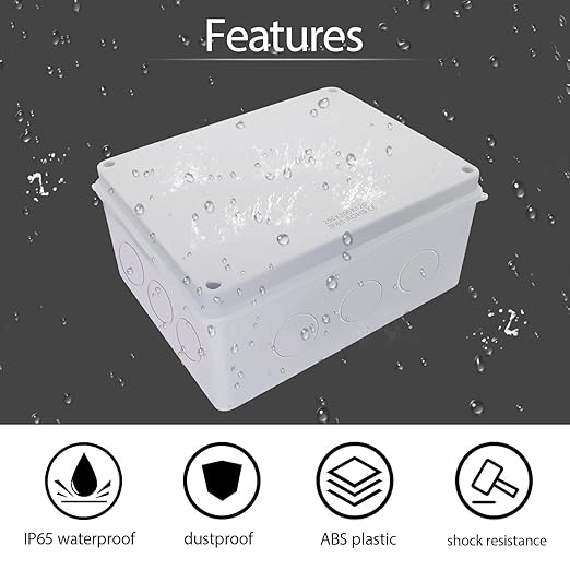 LeMotech Junction Box, Electrical Box IP65 Water Resistant Dustproof ABS Plastic Project Enclosure for Electronics White 10 x 7.9 x 4.7 inch
