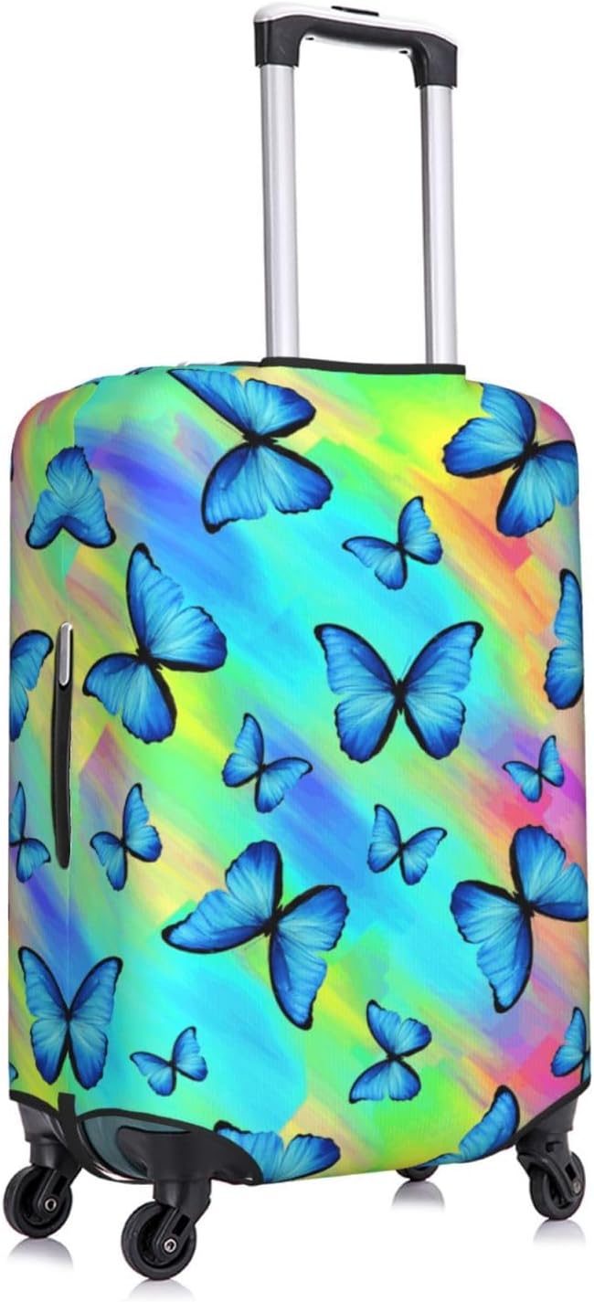 Butterfly Print Elastic Luggage Cover, Colorful Rainbow Suitcase Protector For Travel (Fits 22-24 Inch Luggage)