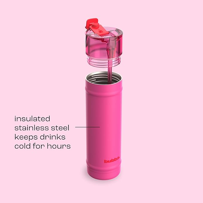 bubba 24 oz Dualsip Insulated Stainless Steel Water Bottle with Straw - Reusable, Leakproof, Lightweight, Dishwasher Safe, Lead-Free and BPA-Free, Flora Aura