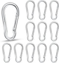 12 Pack Spring Snap Hook Heavy Duty Snap Carabiner Clip for Outdoor Camping Hiking Fishing Traveling Swing Hammock Set 2 Inch Snap Hooks for Gym Quick Link Keychain Carabiners Spring Clips (Silver)