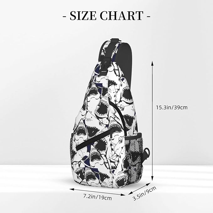 Shark Sling Bag For Women Men Fashion Backpack Crossbody Shoulder Bag Sling Backpack Chest Bag Travel Hiking Casual Sport Daypack