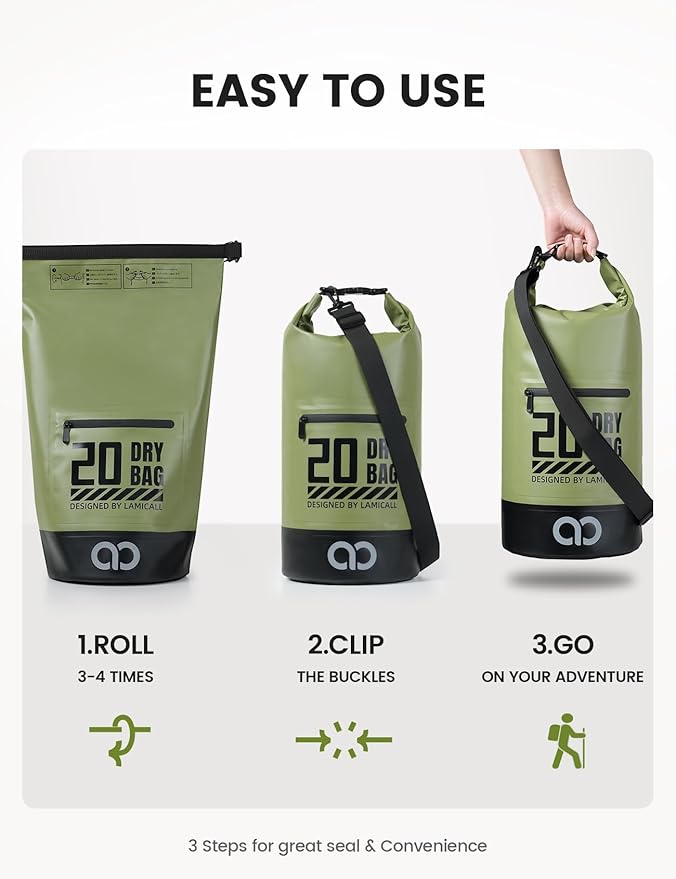 Lamicall Dry Bag Waterproof Backpack - [Durable & Floating] 5L/10L/20L/30L/40L Large Water Proof Bag with Waterproof Phone Case for Kayaking, River Rafting, Lake, Float Trip, Tubing Essentials