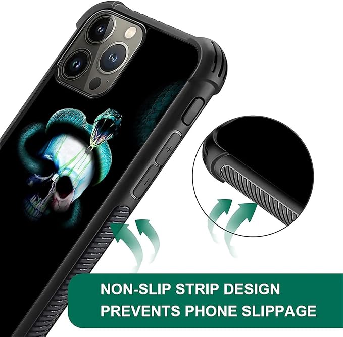 for iPhone 15 Pro Max Case, Skeleton Winding Snake Pattern Graphic Design Girl Boy Soft Silicone Hard Acrylic Shock Protection for iPhone 15 Pro Max