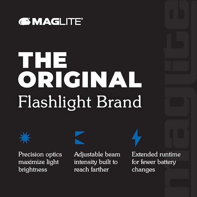 MagLite Mini LED Flashlight – Compact, Water-Resistant, Twist On/Off, 2-Cell AAA Battery-Powered – Gray