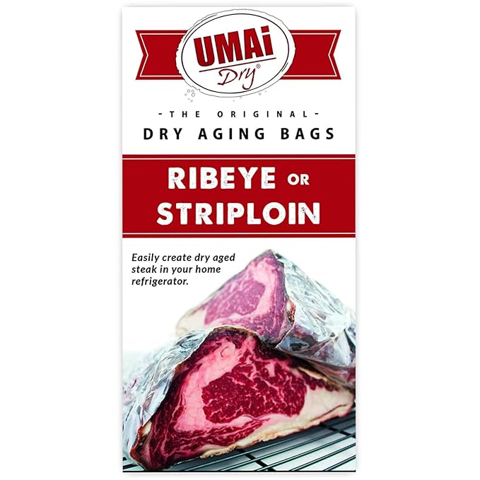 UMAi Dry Aging Bag for Steaks, Pack of 3, Dry Age Bags for Meat, Ribeye & Striploin Steak up to 12-18 lbs, Home Steak Ager Refrigerator Bags, No Vacuum Sealer Needed, Tender Aged Beef in 28-45 Days