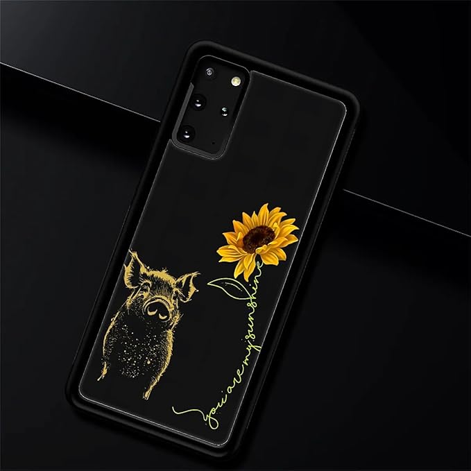 for Samsung Galaxy S20 Plus Case, Pig Sunflower Yellow Sunshine Pattern Graphic Design Girl Boy Soft Silicone Hard Acrylic Shock Protection for Samsung Galaxy S20 Plus