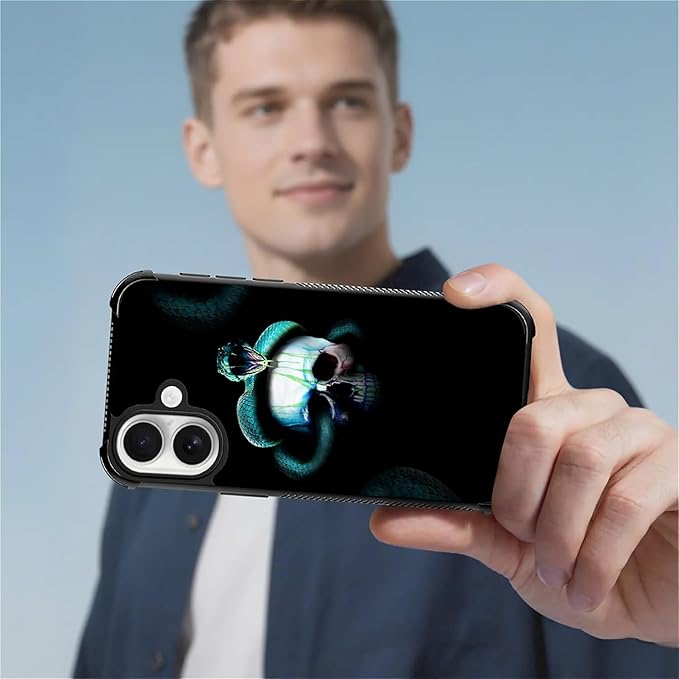 for iPhone 17 Case,for MagSafe Graphic Design for Girl Boy Soft Silicone Hard Acrylic Shock Protection Designed for iPhone 17 Skeleton Winding Snake Pattern