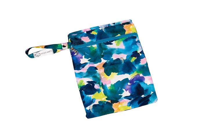 Sarah Wells Pumparoo Wet Dry Bag for Breast Pump Parts – Compact Organizer with Waterproof Pocket, Staging Mat & Fridge Hack – Machine Washable Pumping Accessory (Aquarelle)