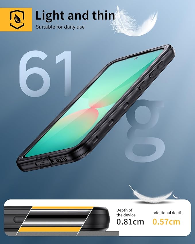 Lanhiem for Samsung Galaxy A56 Phone Case, IP68 Waterproof Dustproof, Built-in Screen Protector, Rugged Full Body Shockproof Protective Cover for Samsung A56 6.7", Black